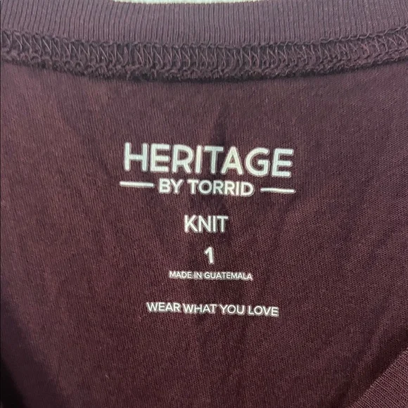 4/$20 Torrid Burgundy True Crime & Wine Tee - Picture 2 of 3